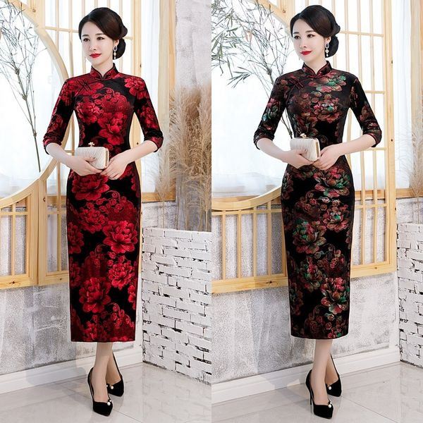 autumn winter gold velvet long bronzing three quarter sleeve cheongsam plus size 5xl women's dress perform daily cheongsam qipao, Red
autumn winter gold velvet long bronzing three quarter sleeve cheongsam plus size 5xl women's dress perform daily cheongsam qipao, Red