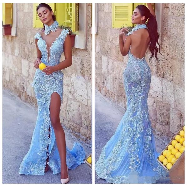 light sky blue prom dresses see through mermaid front side split cocktail dress sweep train lace evening party dress robe de soiree, Black;red
light sky blue prom dresses see through mermaid front side split cocktail dress sweep train lace evening party dress robe de soiree, Black;red