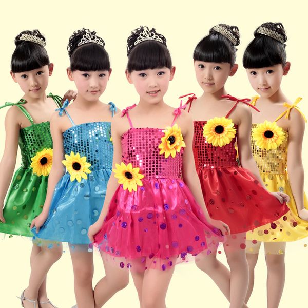 children jazz dance costumes kids skirt dance dress girls modern sequins sunflower stage performance dress skirt costumes, Black;red
children jazz dance costumes kids skirt dance dress girls modern sequins sunflower stage performance dress skirt costumes, Black;red
