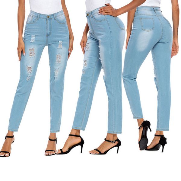 women's jeans hole pancil-pants bleached stretch denim high-waist women casual dm001, Blue
women's jeans hole pancil-pants bleached stretch denim high-waist women casual dm001, Blue