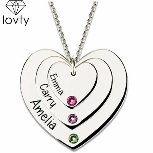 lovty engraved name necklce personalized custom triple heart pendant necklace with birthstones silver gift for mother dropship
lovty engraved name necklce personalized custom triple heart pendant necklace with birthstones silver gift for mother dropship