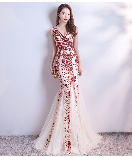 2019 graceful v neck off shoulder sequin evening dresses female long prom party dress vestidos summer mermaid prom gowns, Black;red
2019 graceful v neck off shoulder sequin evening dresses female long prom party dress vestidos summer mermaid prom gowns, Black;red