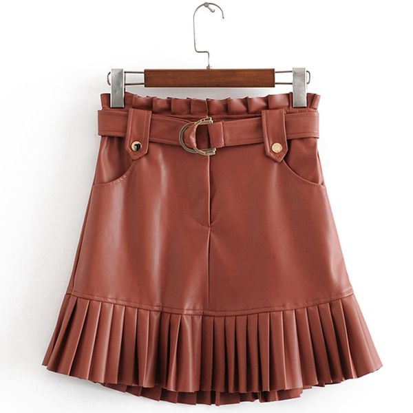fandy lokar faux leather skirts women fashion fold pu skirt women elegant tie belt waist pockets mini skirts female ladies ip, Black
fandy lokar faux leather skirts women fashion fold pu skirt women elegant tie belt waist pockets mini skirts female ladies ip, Black