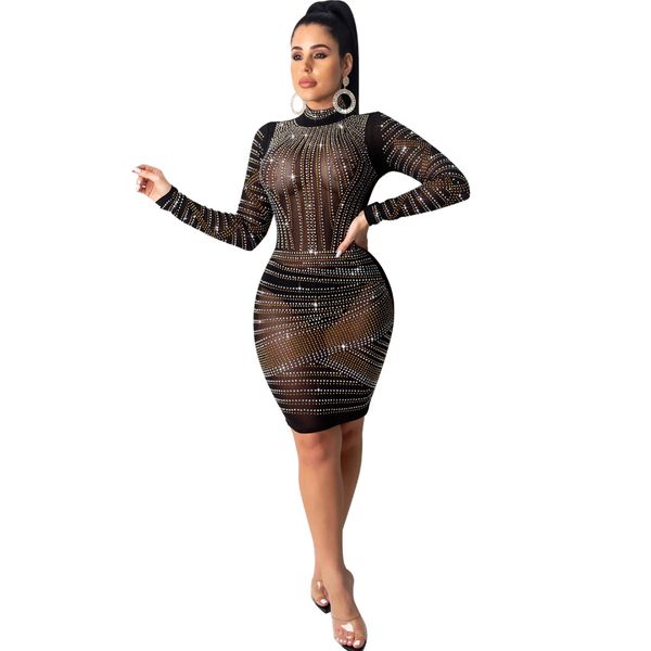 see through mini dress woman mesh diamond long sleeve turtleneck evening party dresses elegant shiny dress, Black;gray
see through mini dress woman mesh diamond long sleeve turtleneck evening party dresses elegant shiny dress, Black;gray