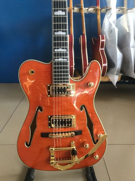 telegretscher hybird paul waller orange red quilted maple tele semi hollow body jazz electric guitar white pearl tuners, bigs tremolo
telegretscher hybird paul waller orange red quilted maple tele semi hollow body jazz electric guitar white pearl tuners, bigs tremolo