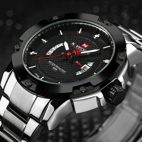 naviforce brand men's silver full steel quartz wristwatches sport date waterproof watches men clock relogio masculino saat, Slivery;brown
naviforce brand men's silver full steel quartz wristwatches sport date waterproof watches men clock relogio masculino saat, Slivery;brown