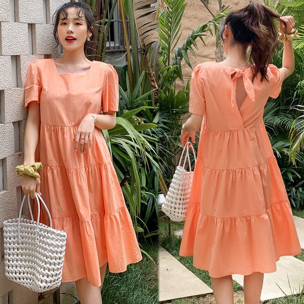 212# maternity clothes summer solid color cotton short sleeve loose stylish dress for pregnant women mom dress, White
212# maternity clothes summer solid color cotton short sleeve loose stylish dress for pregnant women mom dress, White