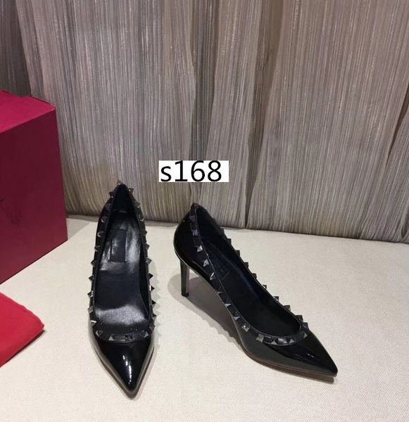 luxury patent leather women pointed toe pumps fashion rivet stiletto high-heeled shoes size 39, Black
luxury patent leather women pointed toe pumps fashion rivet stiletto high-heeled shoes size 39, Black