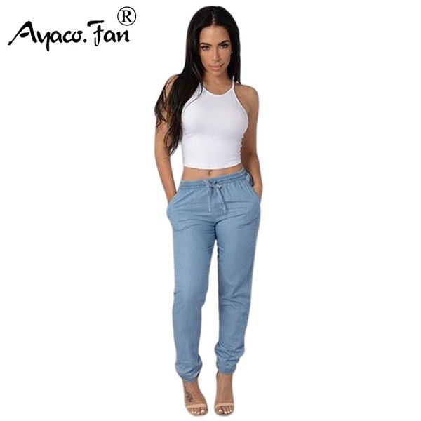 plus size women solid drawstring elastic waist jeans harem pants ladies casual middle waist denim trousers long pencil pants new, Blue
plus size women solid drawstring elastic waist jeans harem pants ladies casual middle waist denim trousers long pencil pants new, Blue