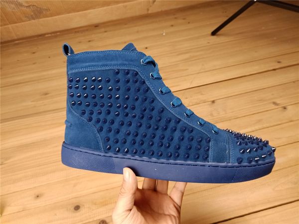 new designer brand red bottoms man sneaker lake blue red bottoms spikes man women casual shoes red sole man women party lover shoes 36-46