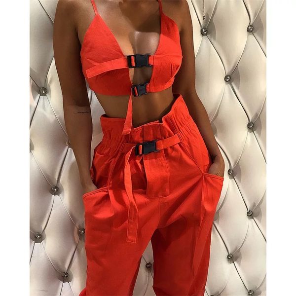 2018 new two set of autumn fashion bag buckle camisole blouse high-waisted cargo pants, Gray
2018 new two set of autumn fashion bag buckle camisole blouse high-waisted cargo pants, Gray