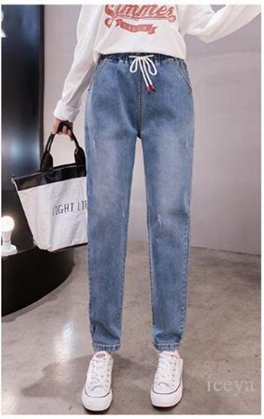 jeans trousers female 2019 autumn and winter new large size elastic feet high waist slimming harem pants, Blue
jeans trousers female 2019 autumn and winter new large size elastic feet high waist slimming harem pants, Blue