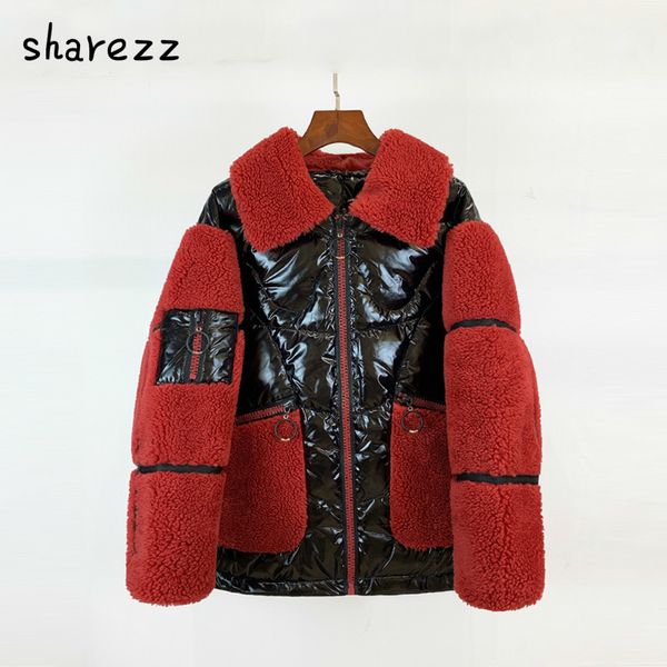 2019 winter lamb wool coat split joint light noodles down jackets ma'am leisure time stand lead thick section loose coat, Black
2019 winter lamb wool coat split joint light noodles down jackets ma'am leisure time stand lead thick section loose coat, Black