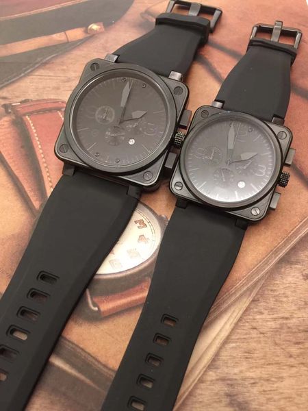 classical bellross aviation quartz chronograph 42mm mens watch watches black rubber strap black hour markers outdoor man wristwatches, Slivery;brown
classical bellross aviation quartz chronograph 42mm mens watch watches black rubber strap black hour markers outdoor man wristwatches, Slivery;brown