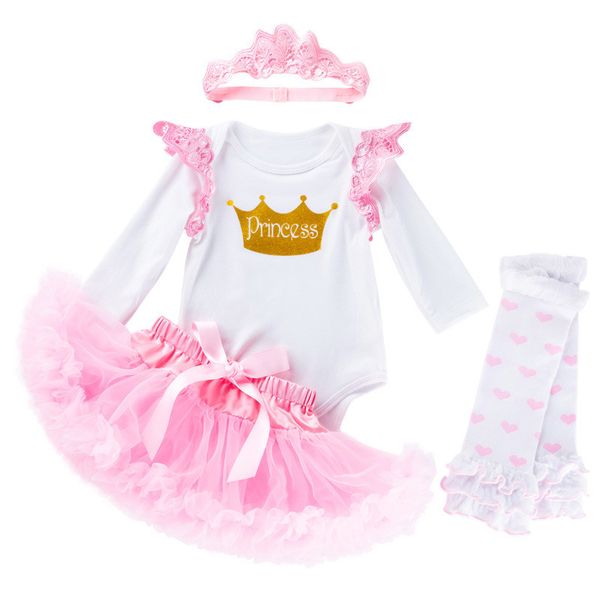 4pcs newborn baby girls clothing with headband infant valentines day outfit pink princess crown tutu dress with 6 layers ruffles legging, White
4pcs newborn baby girls clothing with headband infant valentines day outfit pink princess crown tutu dress with 6 layers ruffles legging, White