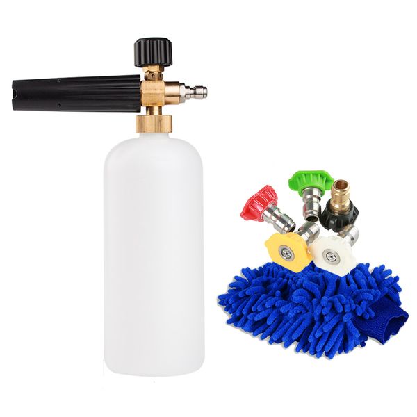 high pressure waher snow foam lance 1/4" quick release foam cannon spray gun with nozzles microfiber towel for car wash
high pressure waher snow foam lance 1/4" quick release foam cannon spray gun with nozzles microfiber towel for car wash