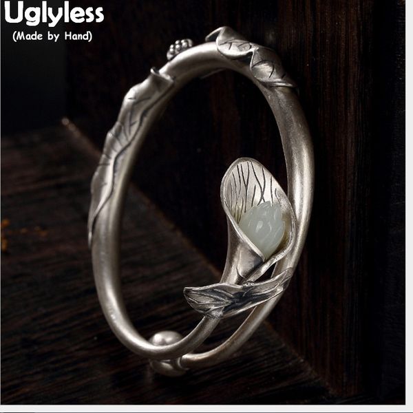 uglyless real solid 990 pure silver handmade lotus leaf bangles for women ethnic natural jade flower bracelets open fine jewelry, Golden;silver
uglyless real solid 990 pure silver handmade lotus leaf bangles for women ethnic natural jade flower bracelets open fine jewelry, Golden;silver