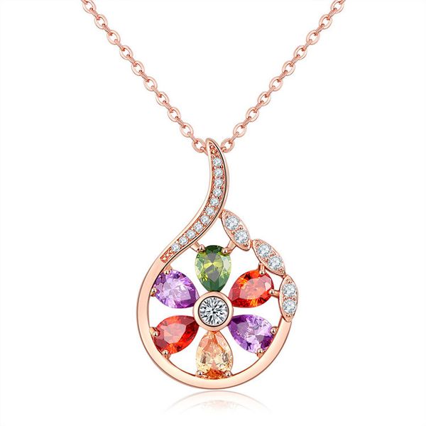 european and american fashion pendant zircon color necklace romantic flower clavicle chain new necklace ing, Silver
european and american fashion pendant zircon color necklace romantic flower clavicle chain new necklace ing, Silver