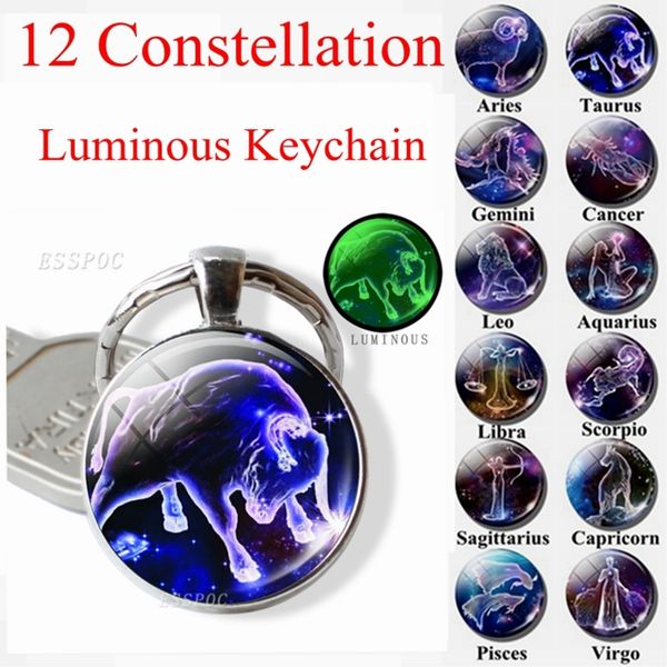 12 constellation keychain zodiac signs key chain luminous glass cabochon jewelry aries leo taurus libra pendant birthday gift, Silver
12 constellation keychain zodiac signs key chain luminous glass cabochon jewelry aries leo taurus libra pendant birthday gift, Silver