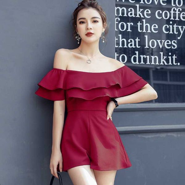 2020 summer playsuits double-layered ruffles jumpsuits women strapless off the shoulder slim female casual shorts ta9115, Black;white
2020 summer playsuits double-layered ruffles jumpsuits women strapless off the shoulder slim female casual shorts ta9115, Black;white