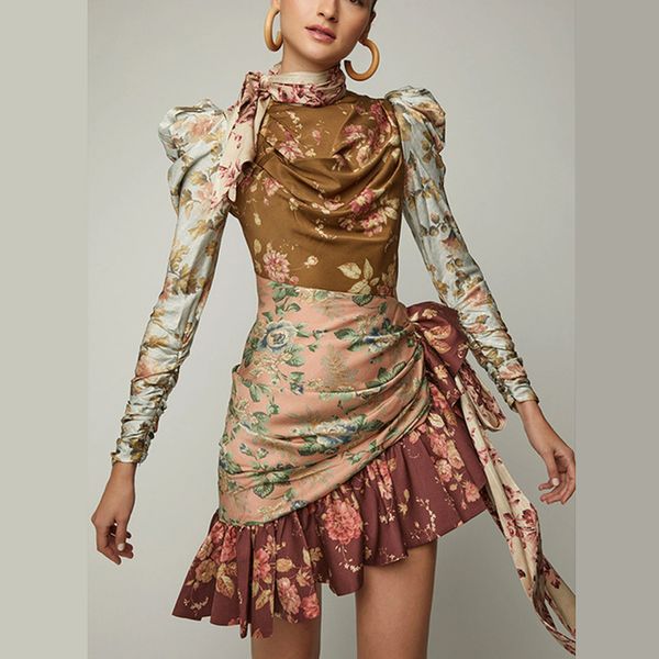 2020 runway designer floral print draped bodice vintage woman dresses mini dress self-tie tie lace short dress party vestidos, Black;gray
2020 runway designer floral print draped bodice vintage woman dresses mini dress self-tie tie lace short dress party vestidos, Black;gray