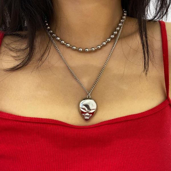 gothic punk beads chain choker necklace women mens punk hip hop alien pendant necklace jewelry summer beach party neck collar, Silver
gothic punk beads chain choker necklace women mens punk hip hop alien pendant necklace jewelry summer beach party neck collar, Silver