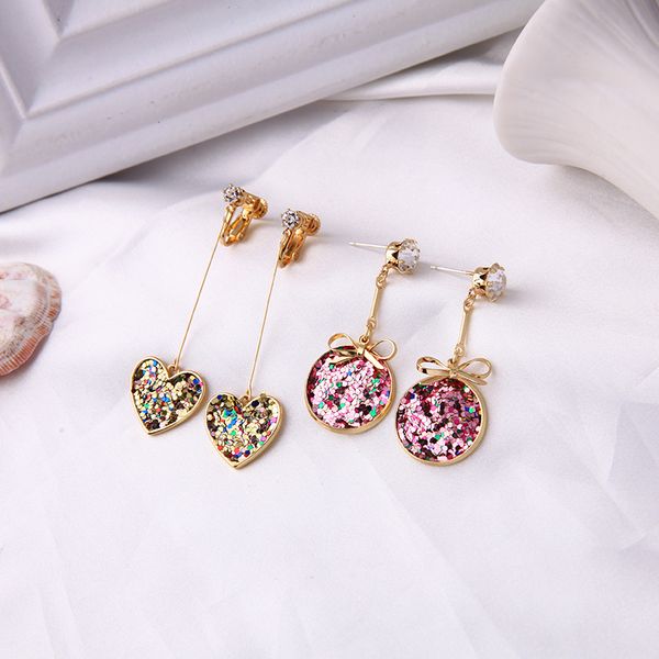 fashion drop earrings for women crystal bowknot heart clip earrings colorful shiny sequin round dangle jewelry, Silver
fashion drop earrings for women crystal bowknot heart clip earrings colorful shiny sequin round dangle jewelry, Silver