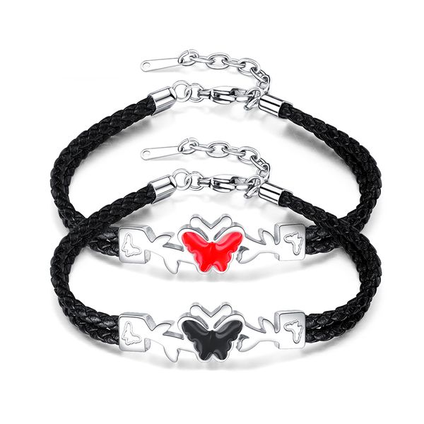 double weaved pu leather charm bracelets stainless steel butterfly shape braided cuff bangle wrist bracelet romantic gift for couples lover, Golden;silver
double weaved pu leather charm bracelets stainless steel butterfly shape braided cuff bangle wrist bracelet romantic gift for couples lover, Golden;silver