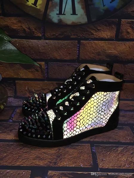 red bottom men high spiked shoes fashion luminous leather sneakers,crystal pik spiked glow casual shoes party,wedding,dress, Black
red bottom men high spiked shoes fashion luminous leather sneakers,crystal pik spiked glow casual shoes party,wedding,dress, Black