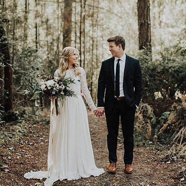 lace chiffon country beach wedding dresses 2019 long sleeves lace elegant new bridal gowns vestido de noiva custom size, White
lace chiffon country beach wedding dresses 2019 long sleeves lace elegant new bridal gowns vestido de noiva custom size, White