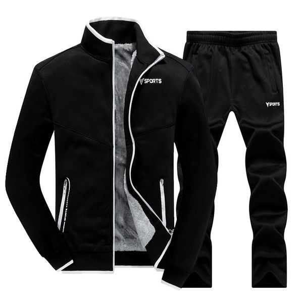 new winter men's sets plus velvet men sportswear set 2 pcs jacket + pants slim tracksuit zip pocket male's warm clothing, Gray
new winter men's sets plus velvet men sportswear set 2 pcs jacket + pants slim tracksuit zip pocket male's warm clothing, Gray