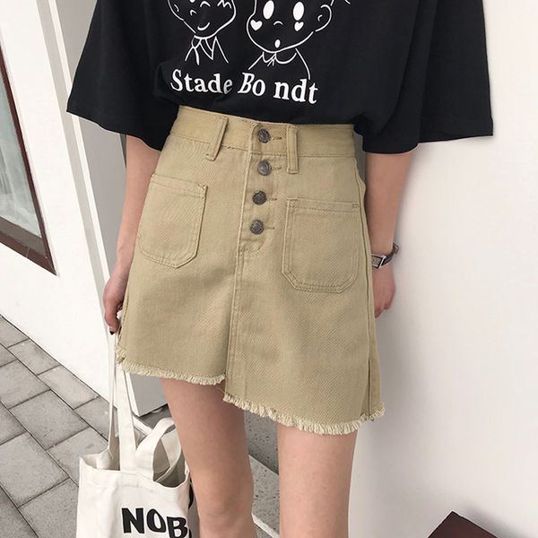 women's denim skirt street trend girl style denim skirt all-match solid button loose a-line mini, Black
women's denim skirt street trend girl style denim skirt all-match solid button loose a-line mini, Black