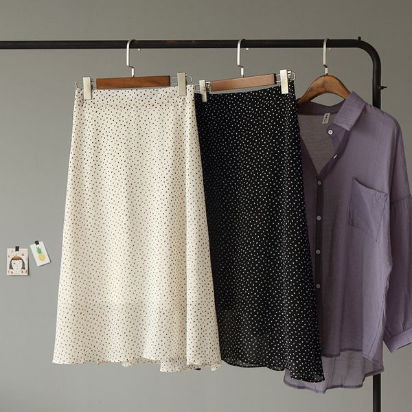 2020 summer women skirts high waist polka dot a- line midi chiffon skirt, Black
2020 summer women skirts high waist polka dot a- line midi chiffon skirt, Black
