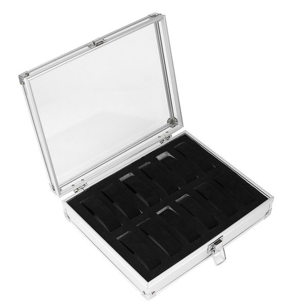 12 grid watches storage box aluminium plastic rectangle watch holder jewelry display case fea889, Black;blue
12 grid watches storage box aluminium plastic rectangle watch holder jewelry display case fea889, Black;blue