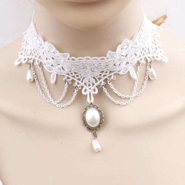 wedding white lace bride white gem pendant necklace style fashion boutique choker wedding gift, Golden;silver
wedding white lace bride white gem pendant necklace style fashion boutique choker wedding gift, Golden;silver
