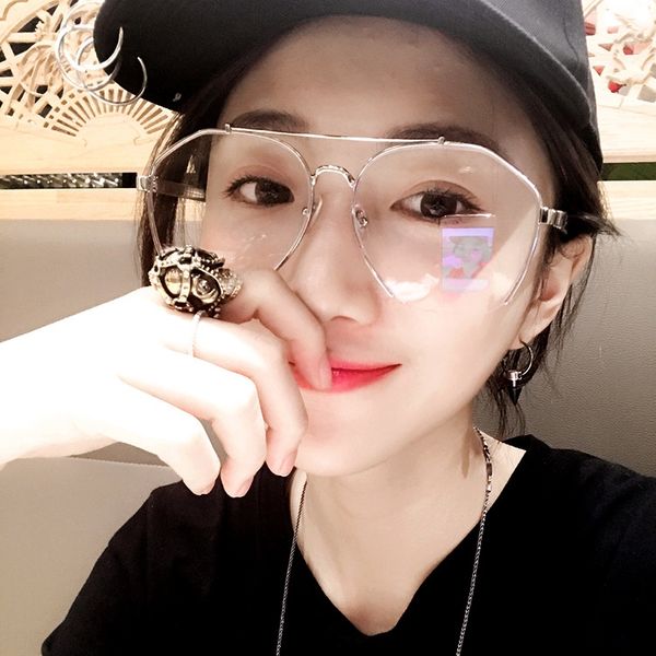 irregular plain glasses men's and women's big frame round face thin glasses frame, Silver
irregular plain glasses men's and women's big frame round face thin glasses frame, Silver