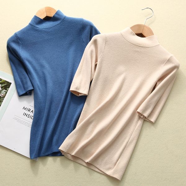 mid- ice silk sweater half sleeve half-high collar short-sleeved base t- female slim half-sleeve t- shirt shirt thin style, White
mid- ice silk sweater half sleeve half-high collar short-sleeved base t- female slim half-sleeve t- shirt shirt thin style, White