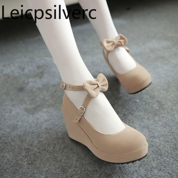 pumps spring and autumn the new flock round head shallow mouth buckle butterfly knot high heel wedge women's shoes 34-39, Black
pumps spring and autumn the new flock round head shallow mouth buckle butterfly knot high heel wedge women's shoes 34-39, Black