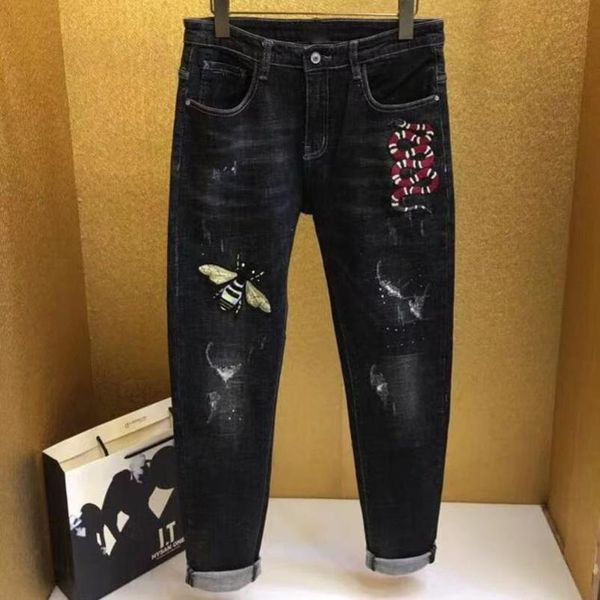 denim tide brand g spring and summer new mens designer jeans clothes bee snake pattern heavy n1 embroidery pattern hole, Blue
denim tide brand g spring and summer new mens designer jeans clothes bee snake pattern heavy n1 embroidery pattern hole, Blue
