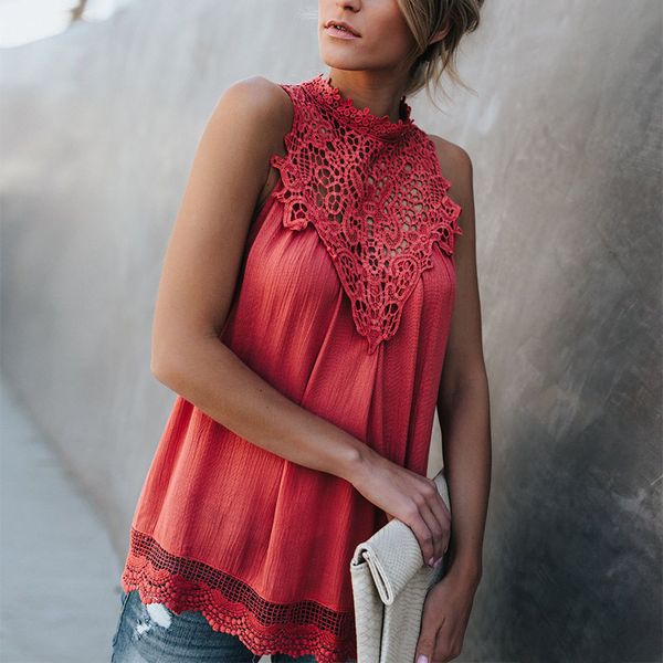 women's lace crochet flower sleeveless blouse 2019 summer loose women streetwear solid color loose blusas ladies shirts, White
women's lace crochet flower sleeveless blouse 2019 summer loose women streetwear solid color loose blusas ladies shirts, White