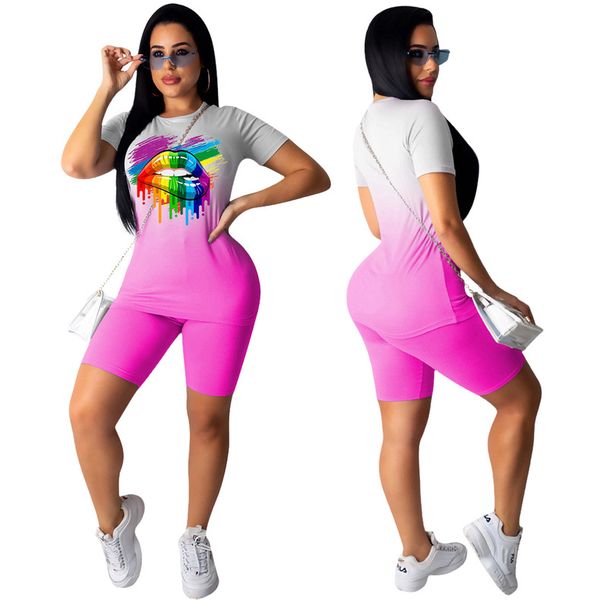 summer women's casual lip pattern print running clothes sets slim fit t-shirt +high waist shorts sport outfits fashion sets, Black;blue
summer women's casual lip pattern print running clothes sets slim fit t-shirt +high waist shorts sport outfits fashion sets, Black;blue