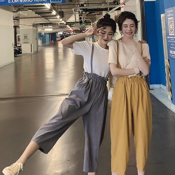 2020 new summer women clothes suit ladies fashion white t shirt + sweet overall chic ankle length pants two pieces set z139
2020 new summer women clothes suit ladies fashion white t shirt + sweet overall chic ankle length pants two pieces set z139