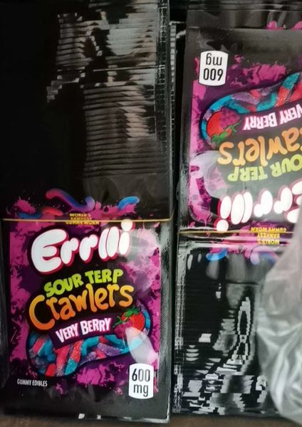 Newest Errlli Sour terp Crawlers Bag 600mg Edibles Zipper Pouch Empty Bags Smell Proof Very Berry DHL Free
Newest Errlli Sour terp Crawlers Bag 600mg Edibles Zipper Pouch Empty Bags Smell Proof Very Berry DHL Free