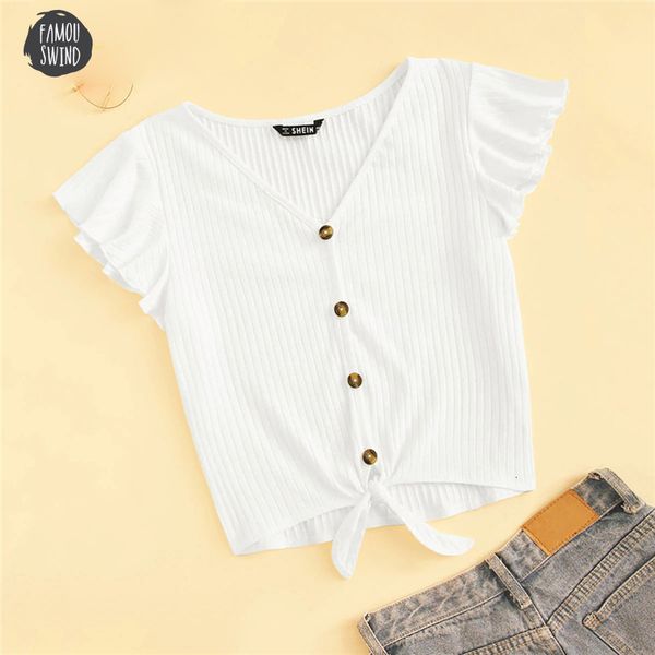 flutter sleeve t shirt button sloid up knit tee 2019 white women 2019 summer v neck cap sleeve crop
flutter sleeve t shirt button sloid up knit tee 2019 white women 2019 summer v neck cap sleeve crop
