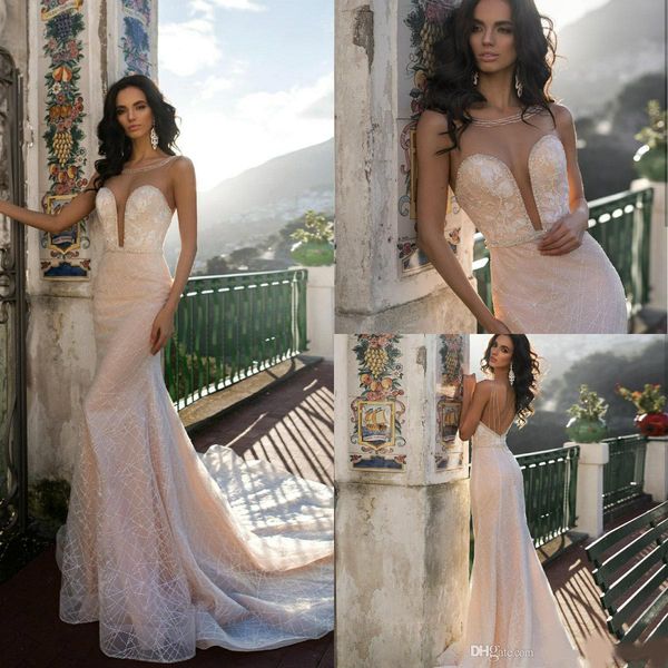 beach mermaid wedding dresses 2020 lace sequined backless boho wedding gowns sheer neck beaded sweep train robes de mariée, White
beach mermaid wedding dresses 2020 lace sequined backless boho wedding gowns sheer neck beaded sweep train robes de mariée, White