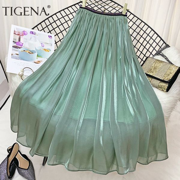 tigena fashion shiny long maxi skirt women 2019 summer casual high waist pleated skirt female green pink holiday school, Black
tigena fashion shiny long maxi skirt women 2019 summer casual high waist pleated skirt female green pink holiday school, Black