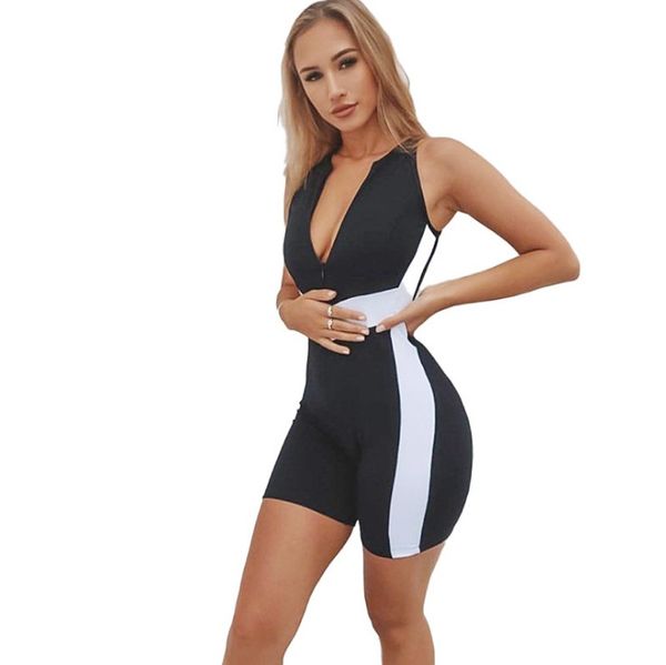 women's jumpsuits & rompers summer fashion playsuit bodycon jumpsuit romper women front zipper high waisted one piece outfit active wea, Black;white
women's jumpsuits & rompers summer fashion playsuit bodycon jumpsuit romper women front zipper high waisted one piece outfit active wea, Black;white