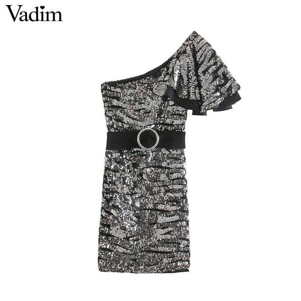 vadim women elegant single shoulder mini dress sequined shinny female casual stretchy chic dresses party vestidos qd080, Black;pink
vadim women elegant single shoulder mini dress sequined shinny female casual stretchy chic dresses party vestidos qd080, Black;pink