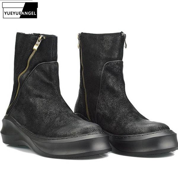 2019 new fashion mens zipper winter genuine cow leather boots round toe england style high boots male thick bottom plus size, Black
2019 new fashion mens zipper winter genuine cow leather boots round toe england style high boots male thick bottom plus size, Black