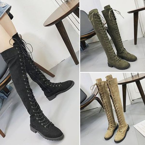 women lace-up knee-high boots fashion european low-heeled zipper boots autumn 2019 woman flocking shoes plus size 43 xwx7347, Black
women lace-up knee-high boots fashion european low-heeled zipper boots autumn 2019 woman flocking shoes plus size 43 xwx7347, Black